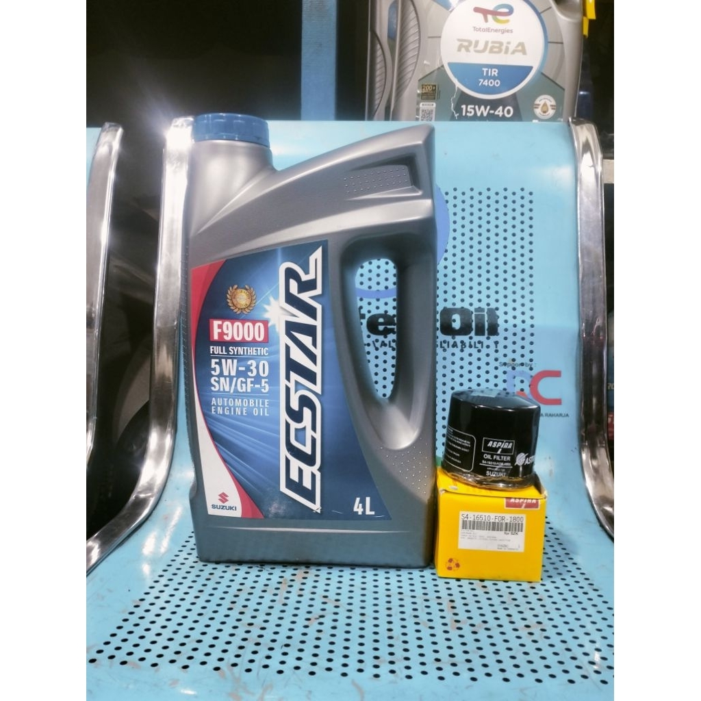 Oli Mesin Mobil Suzuki Ecstar F9000 Full Synthetic SAE 5W-30 Kemasan 4 Liter Original + Filter Oli E