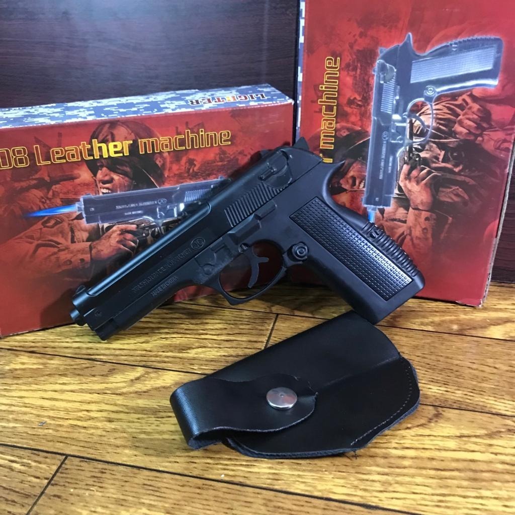 Korek api Bodi Besi 3648-1 Pistol Bareta Kokang gas isi ulang Besar Besi