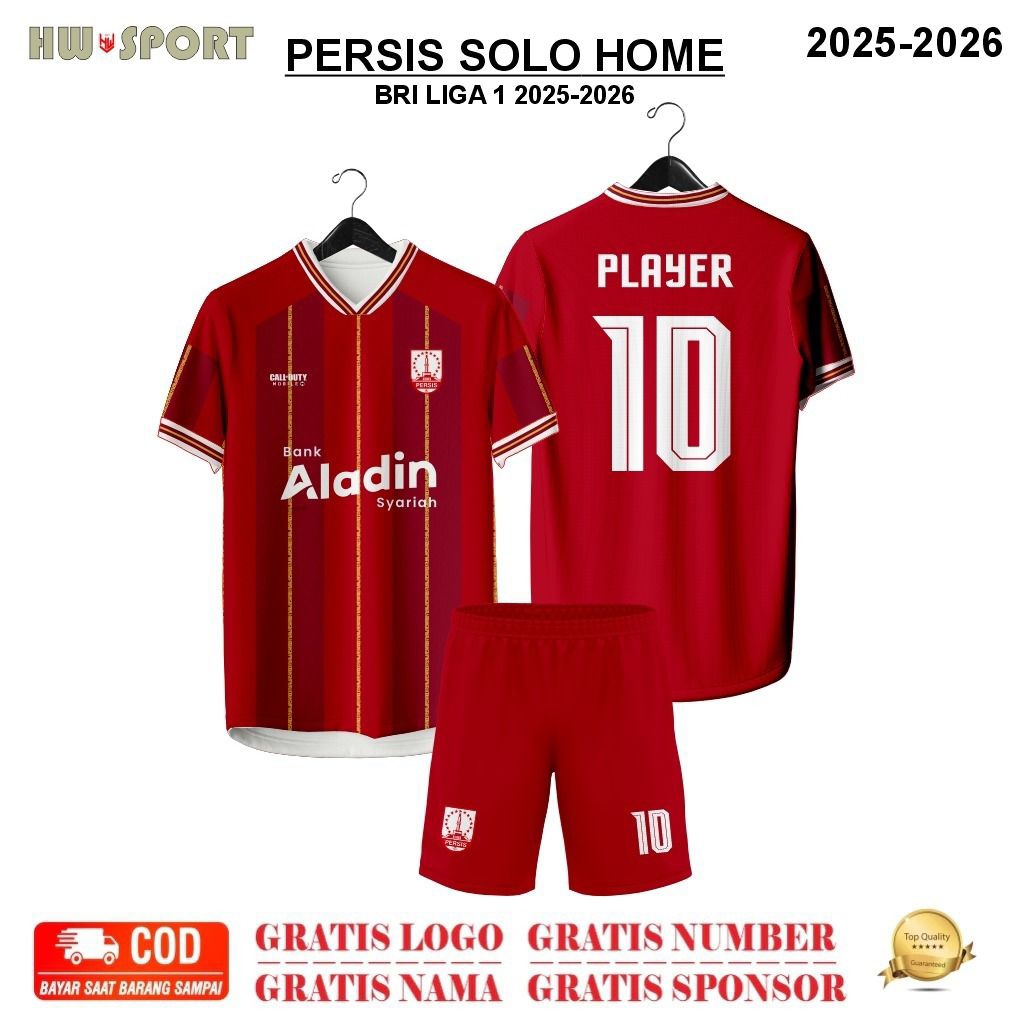 BAJU JERSEY PERSIS SOLO HOME TERBARU 2025 /26 SIZE ANAK & DEWASA FULL PRINTING PREMIUM