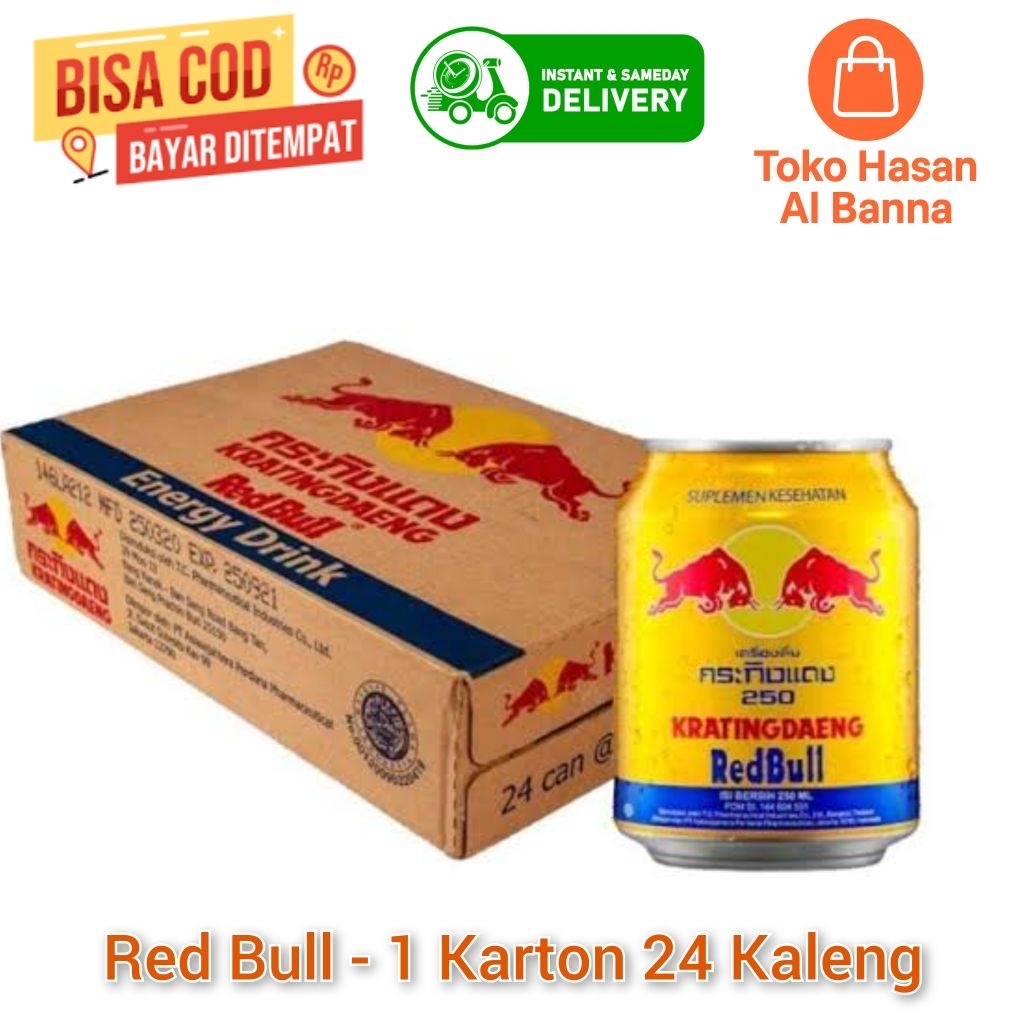 Red Bull Kratingdaeng 250ml – 1 Pak Isi 6 Kaleng Energy Drink Original, Exp Panjang, Pengiriman Cepa