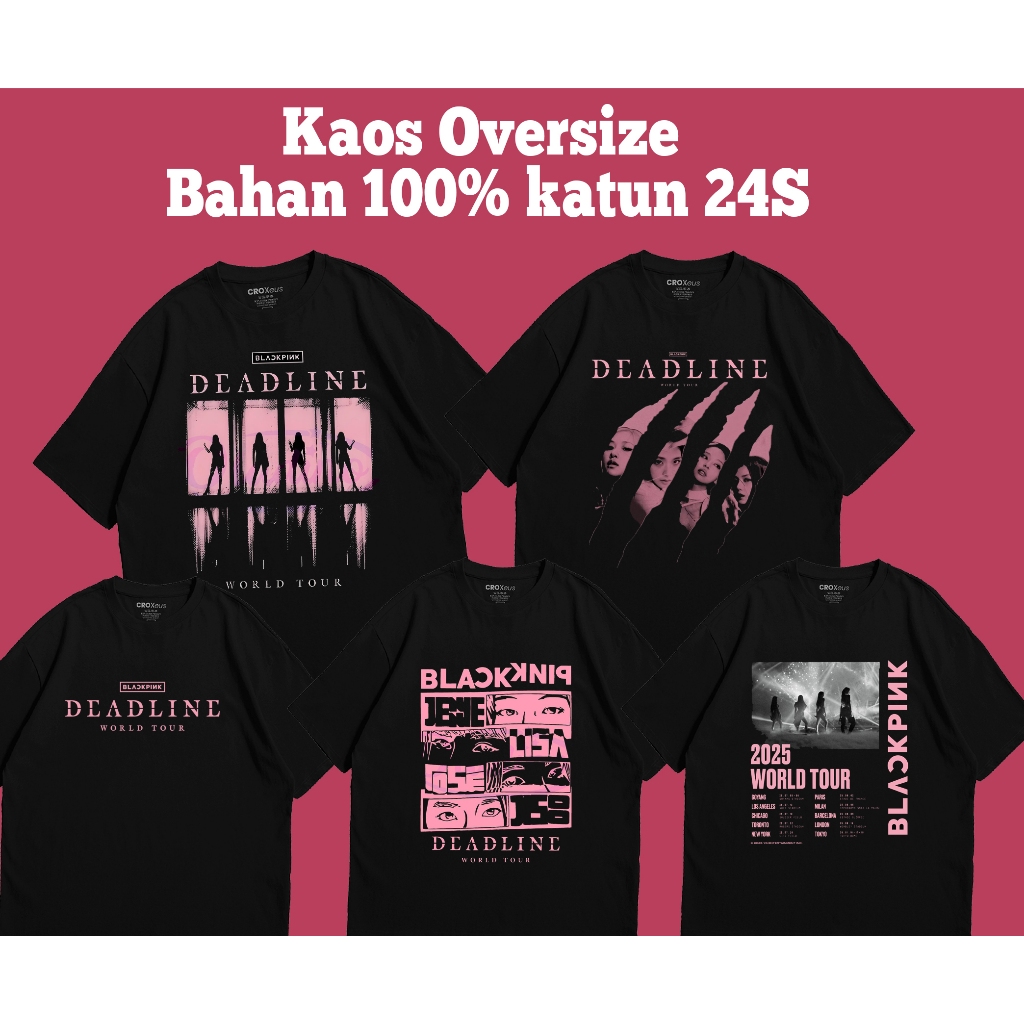 Kaos BLACKPINK Oversize Washed Deadline Tour Jakarta 2025 / T-Shirt Kpop blackpink jose rose  Deadli