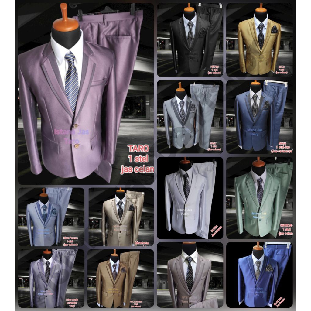 Istana Jas, S M L XL XXL 1 stel jas ( jas celananya bonus sarung jas ) Jas Pengantin Pria Jas Pormal