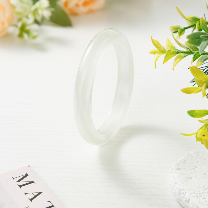 Gelang giok Cina biji es gelang sumsum giok putih wanita gaya kuno halus gadis leci batu akik beku g