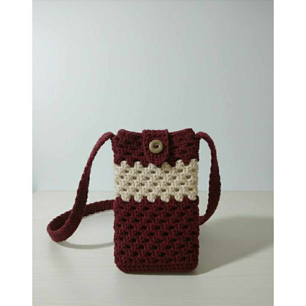 Tas Rajut Selendang Korea Handmade - Tas HP / Dompet Rajut Wanita