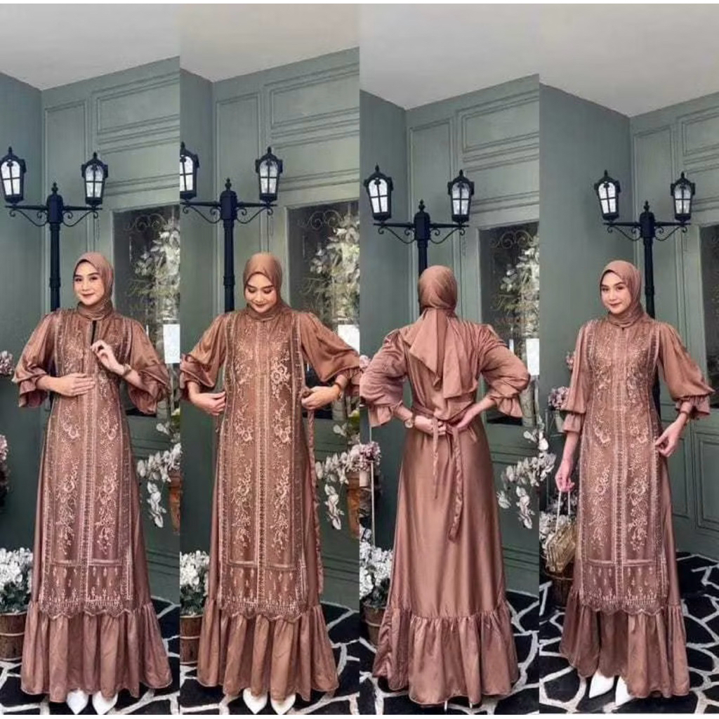 MAXI DRESS SONYA/DRESS KONDANGAN/DRESS BRUKAT/GAMIS HIJAU WANITA/OUTFIT TERKINI