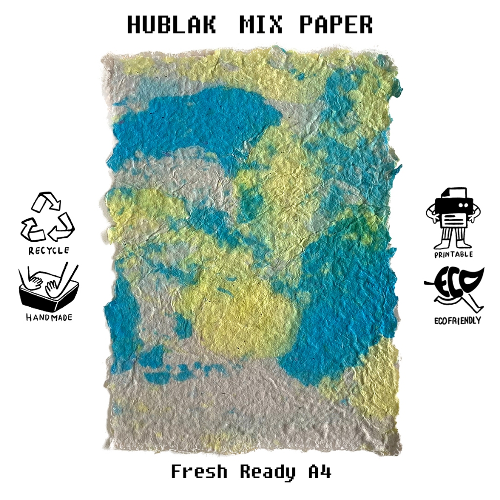 

Kertas Daur Ulang - Handmade - Ramah Lingkungan - Eco friendly - Natural - Mix Paper - Biru Muda Kuning Mix