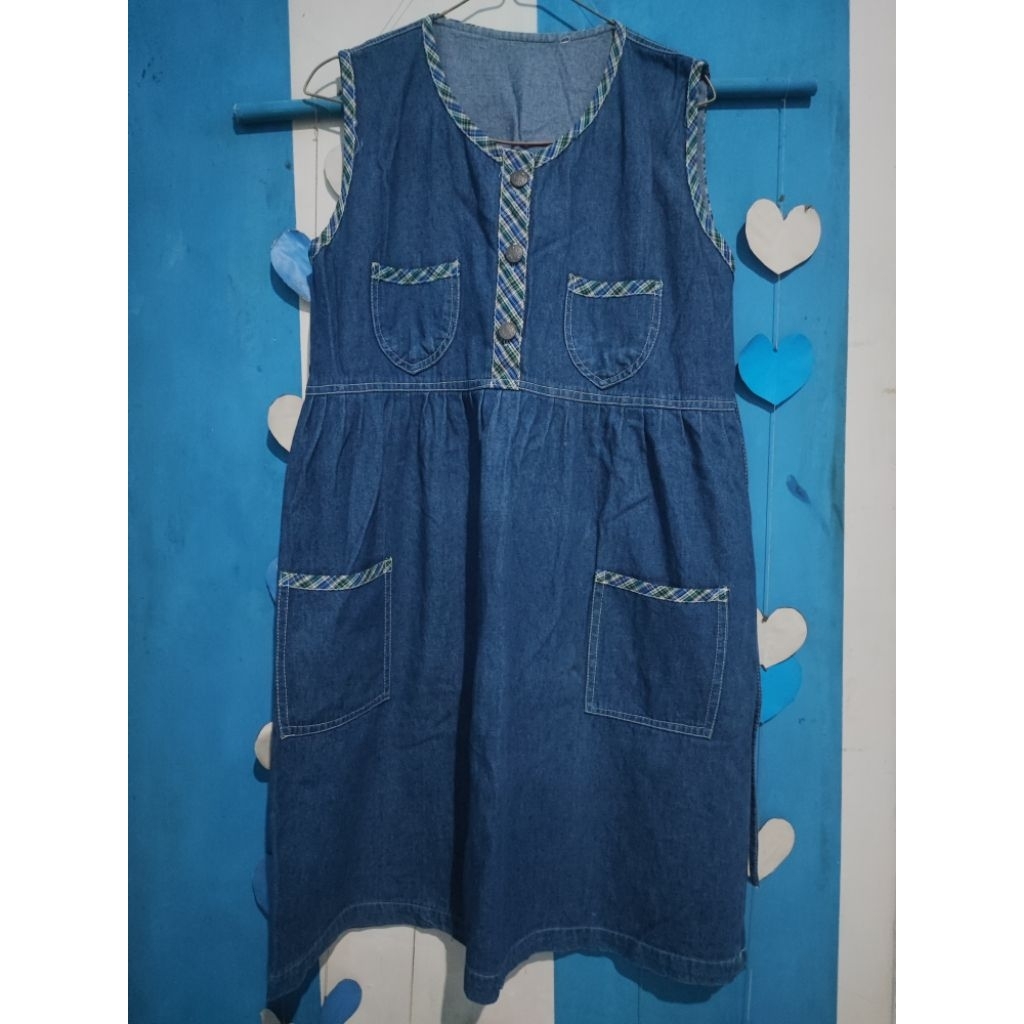 Preloved overall wanita jeans rok pendek