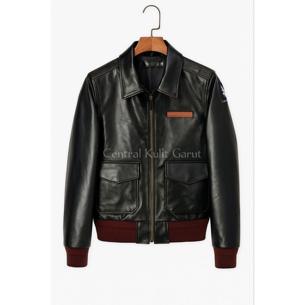 Jaket Kulit Asli Domba Pria Model A-2 Flight Jacket – Kulit Garut Premium Tebal & Elegan