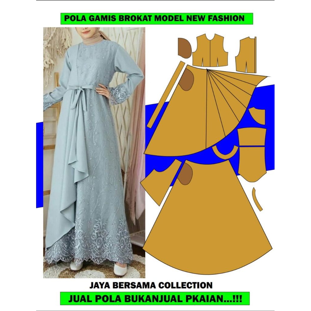 pola gamis brokat model jadid
