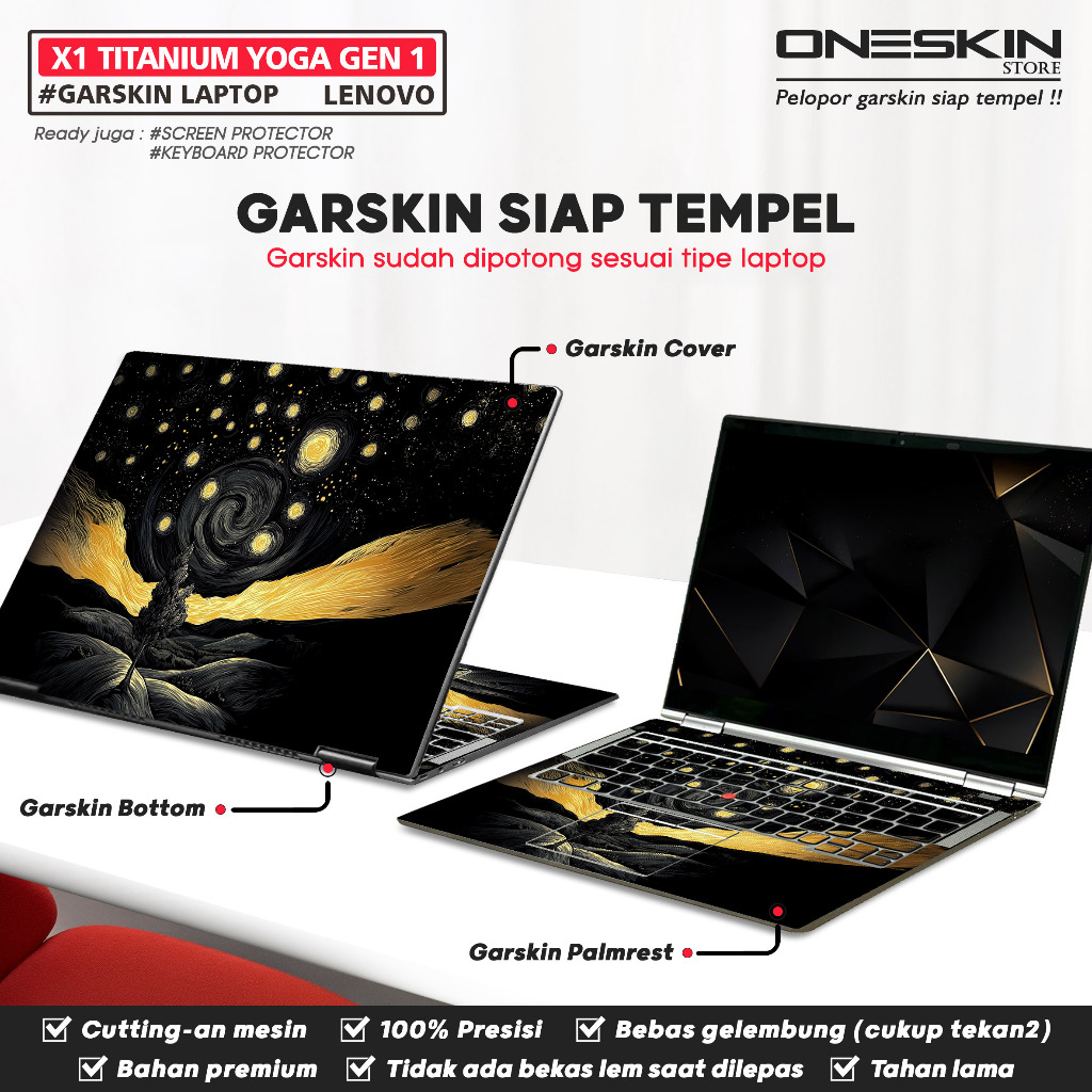 Precut Garskin Sticker Laptop Skin Perfect Fit Kompatibel dengan Lenovo ThinkPad X1 Titanium Yoga Ge