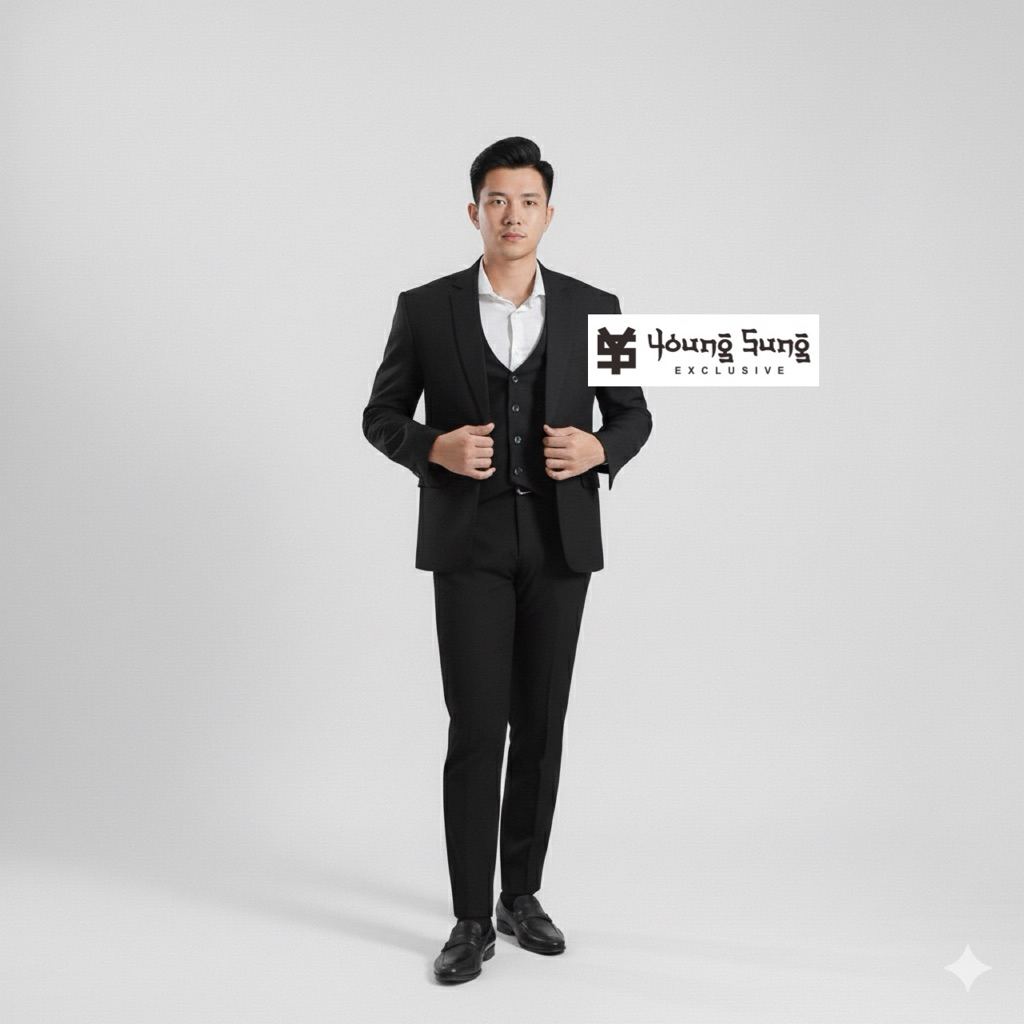 Setelan Jas Formal Pria Hitam Wisuda Lengkap Acara Resmi Pengantin Akad Nikah Men Blazer Coat