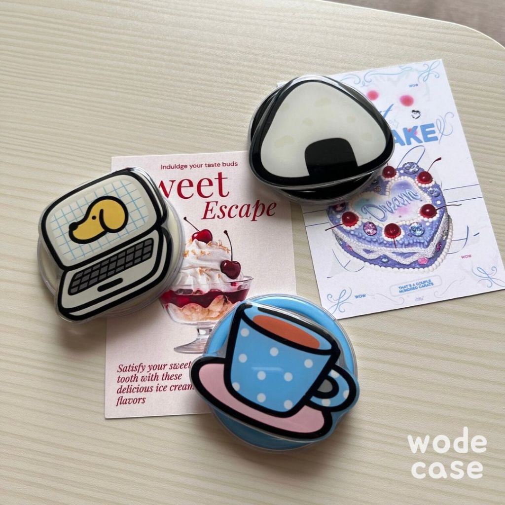 WODECASE Doodle Daily Magtok Griptok Magnetic Kuat untuk Semua Handphone Computer, Coffee, Onigiri L