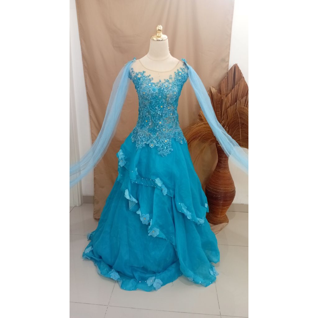 sewa gaun biru-sewa gaun mermaid-sewa gaun pesta