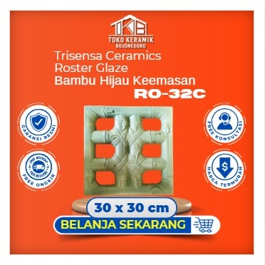 Ventilasi Udara Roster Keramik 30x30 cm Trisensa RO-32C Bambu Hijau Keemasan