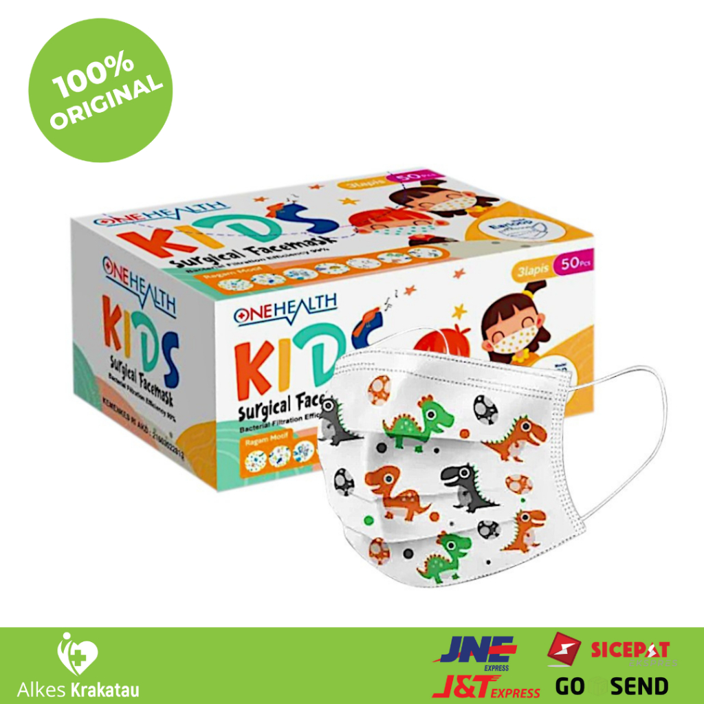 Masker Medis Anak 3ply OneHealth isi 50 / Face Mask Kids One Health