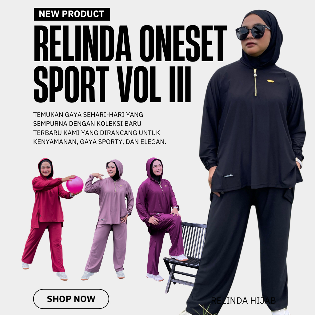 Relinda Hijabwear Sport Hijab Set Vol III Atasan & Celana Wanita Muslim Panjang Baju Bahan Jersey