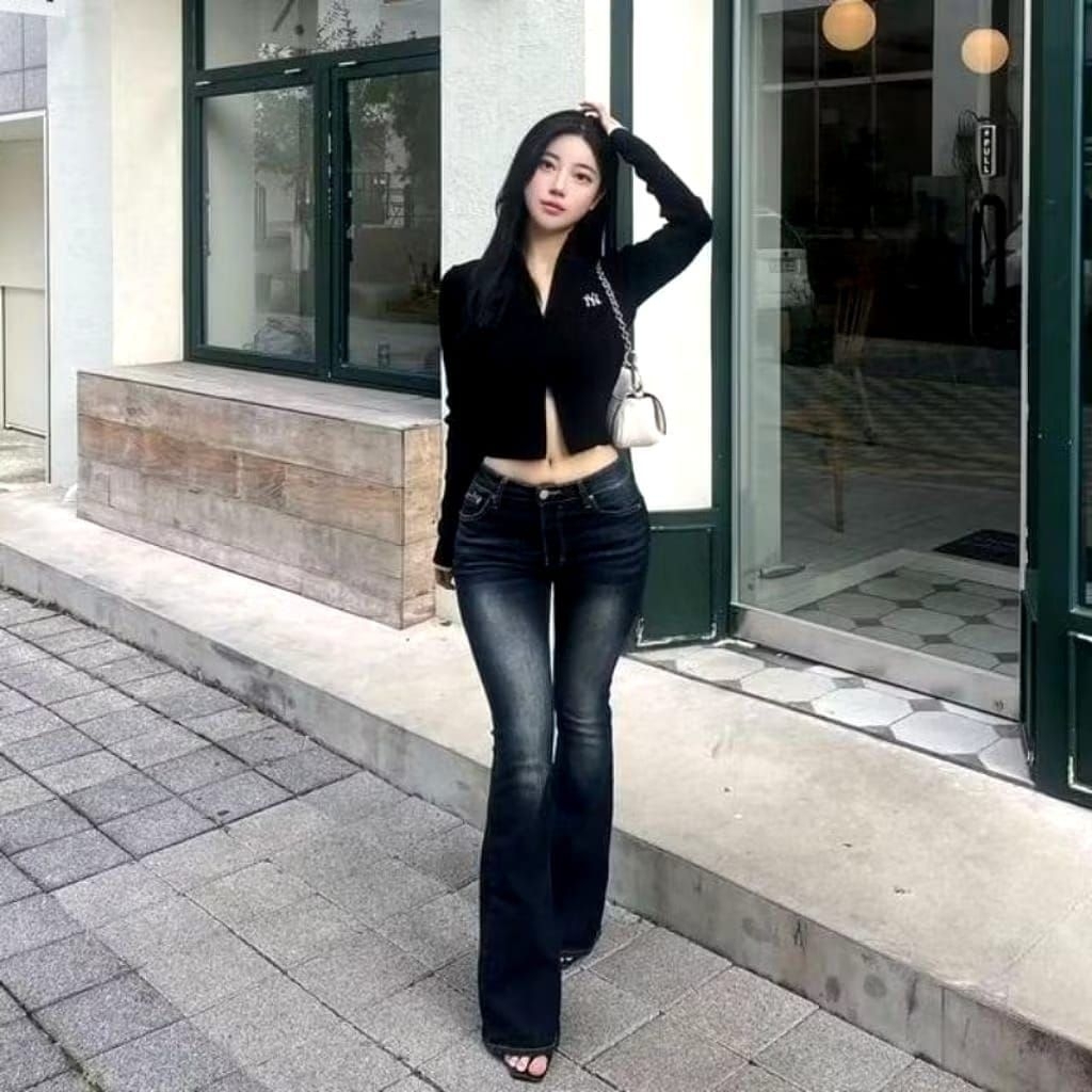 celana higwaist jeans wanita celana jeans wanita kekinian