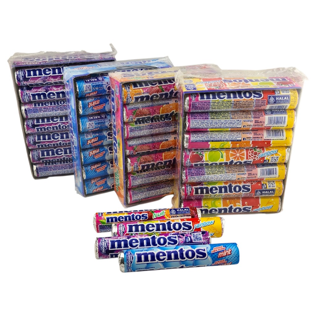 

Mentos Roll - Stay Fresh with Chewy Dragees Mint Candy BOX - Netto 29g x 14 roll