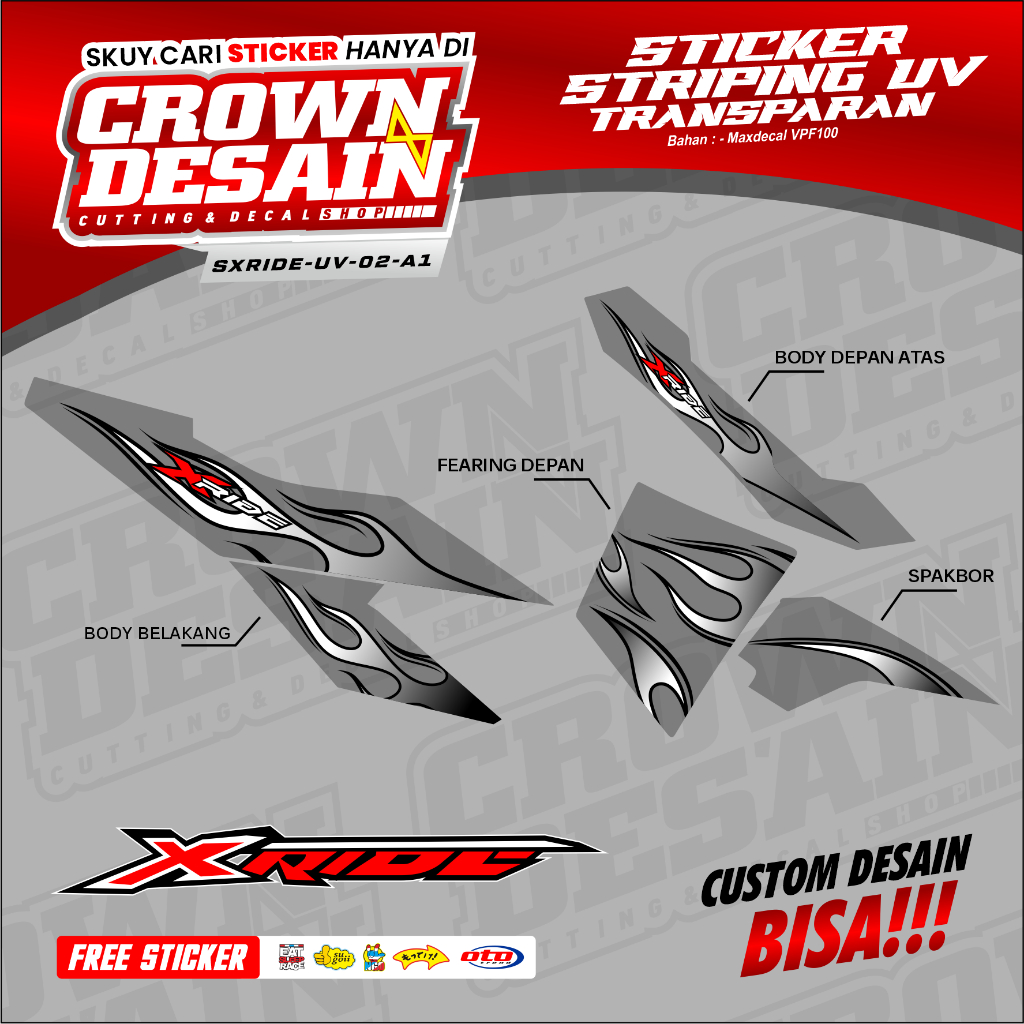 BARU Transparan Striping XRIDE 115 STICKER MOTIF Transparan-Striping Motor XRIDE - Striping Motor Ya