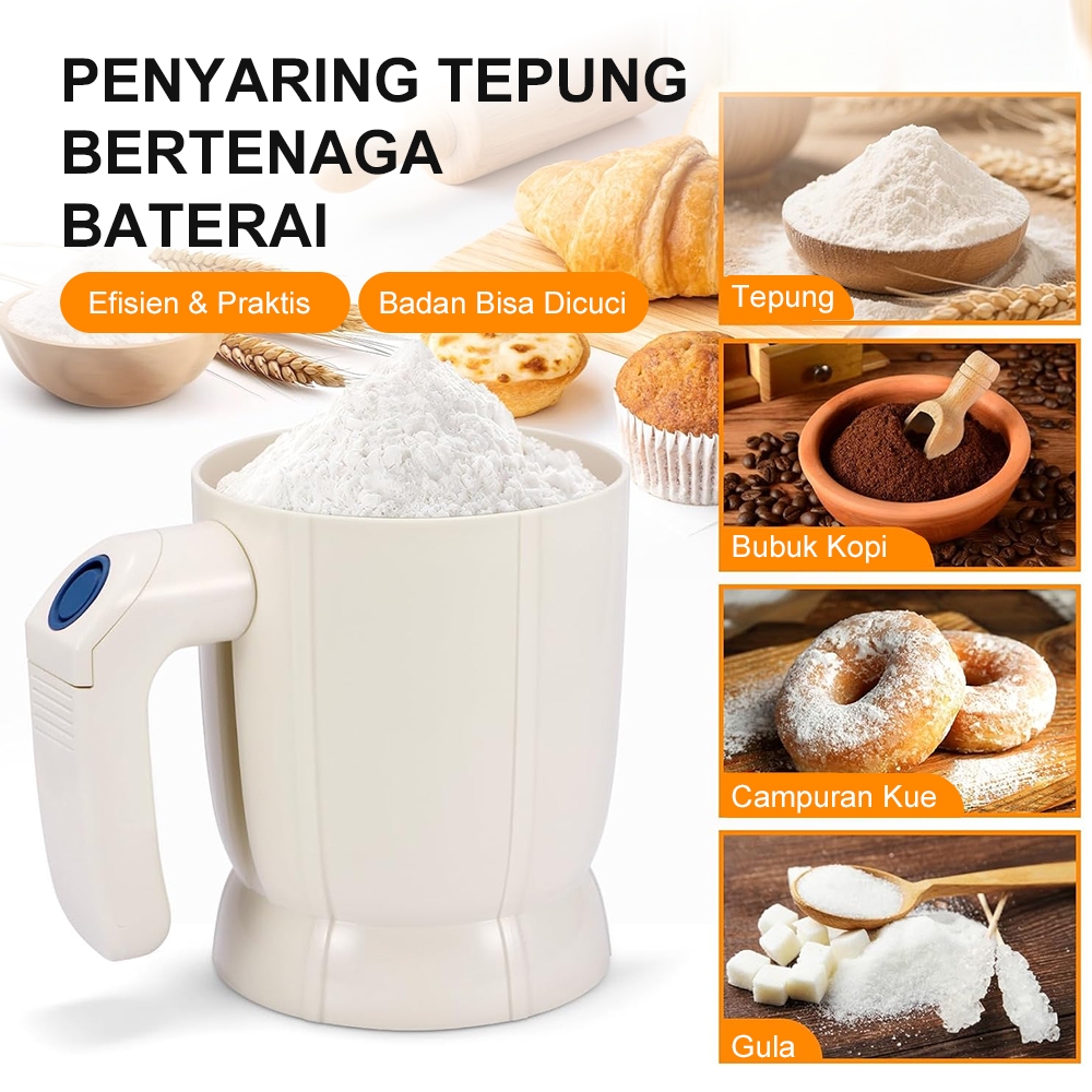 Pengayak Bahan Besar Kapasitas Multifungsi Dicuti Genggam Tepung Steel Baterai Elektrik Saringan.