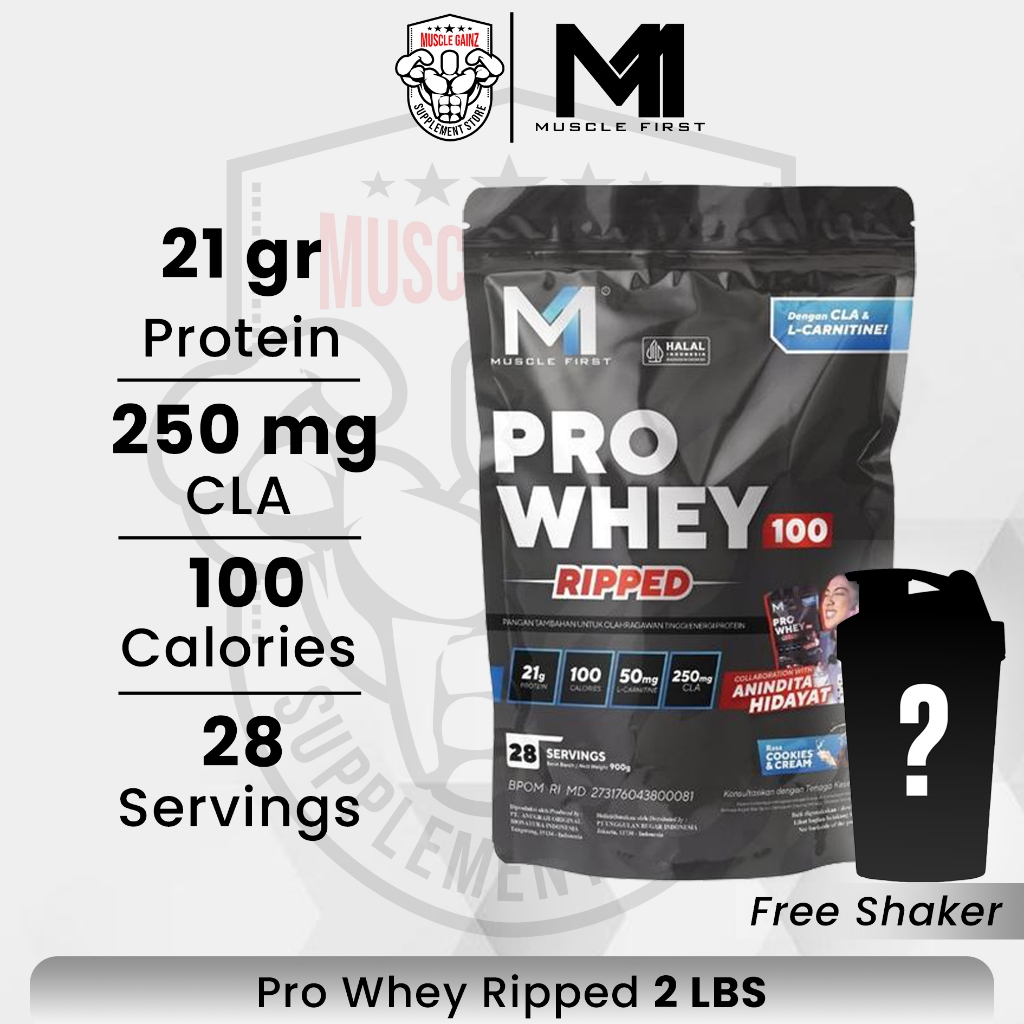 Muscle First M1 Pro Whey Ripped 2lbs 900 Gram Black Edition Whey Protein + Fatburner CLA L-Carnitine