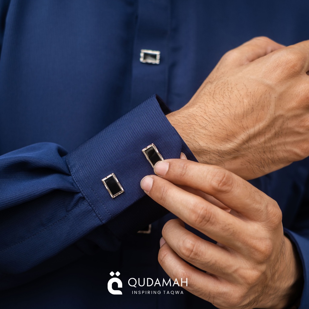 QUDAMAH | Thobe Alfan Model Jubah Saudi Lengan Panjang Manset Type Kancing Snap Premium, Kerah Tegak