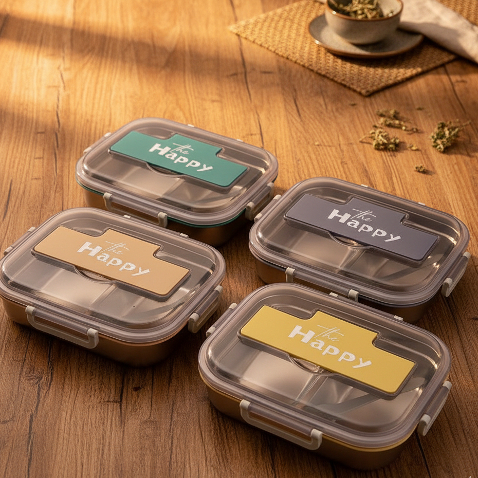 Kotak Makan 3 SEKAT Stainless Steel / Kotak Makan Stainless Menghangatkan Makanan FREE Sendok -008 3