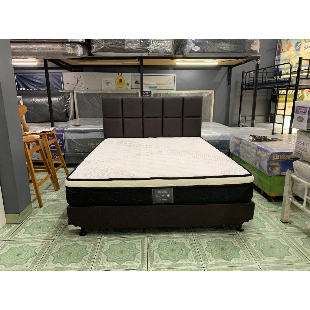 Paket Kasur Busa Steel Foam Fullset + Divan Sandaran Premium
