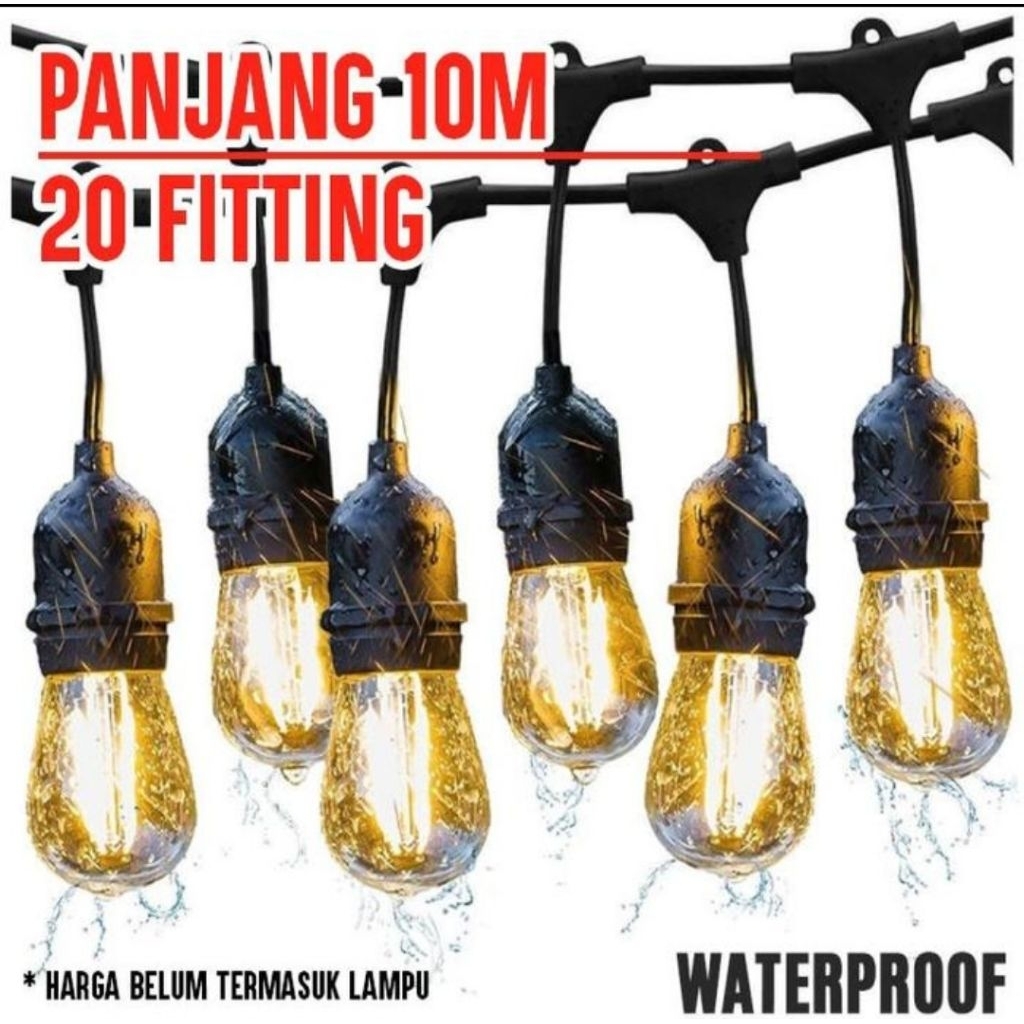FITTING LAMPU GANTUNG OUTDOOR/ FITTING CAFE 10M 10 FITTING 10M 20 FITTING