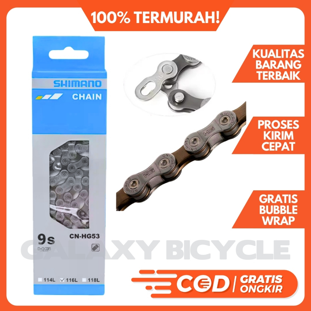 Rantai Sepeda Shimano CN-HG53 8-9 Speed Chain Sepeda Lipat Gunung MTB Roadbike DLL