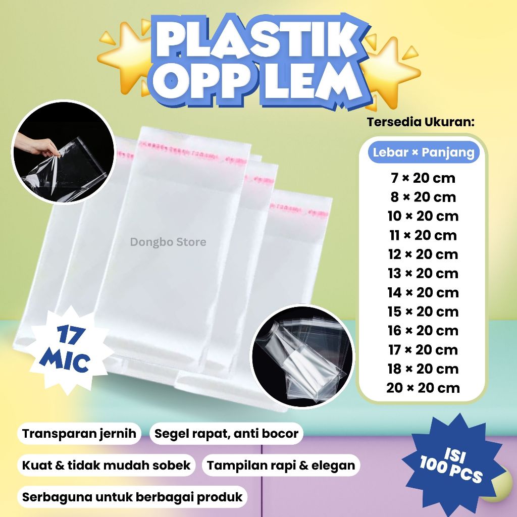 (Bisa Mix Ukuran Isi 100 pcs) Plastik OPP Undangan/Plastik Seal/Plastik Blangko/MURAH/7x20/8x20/10x2