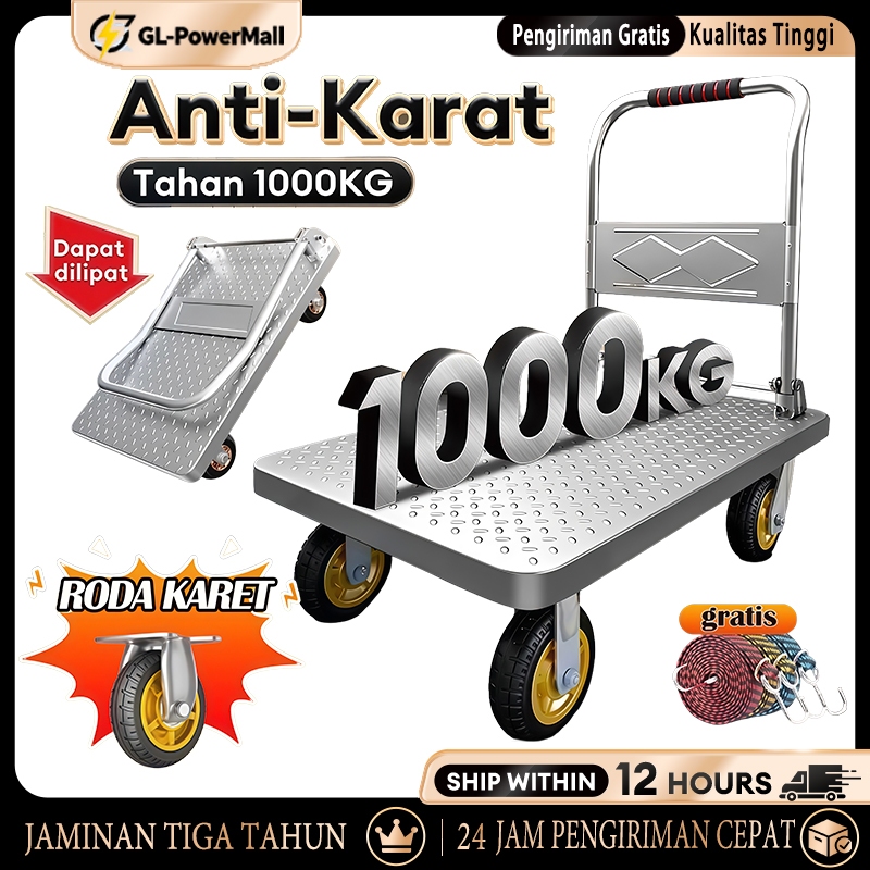 Troli Barang Lipat Handtruck Besi 1000KG Troli Lipat Trolley Hand Truck Model Troli Barang  Baja Kua