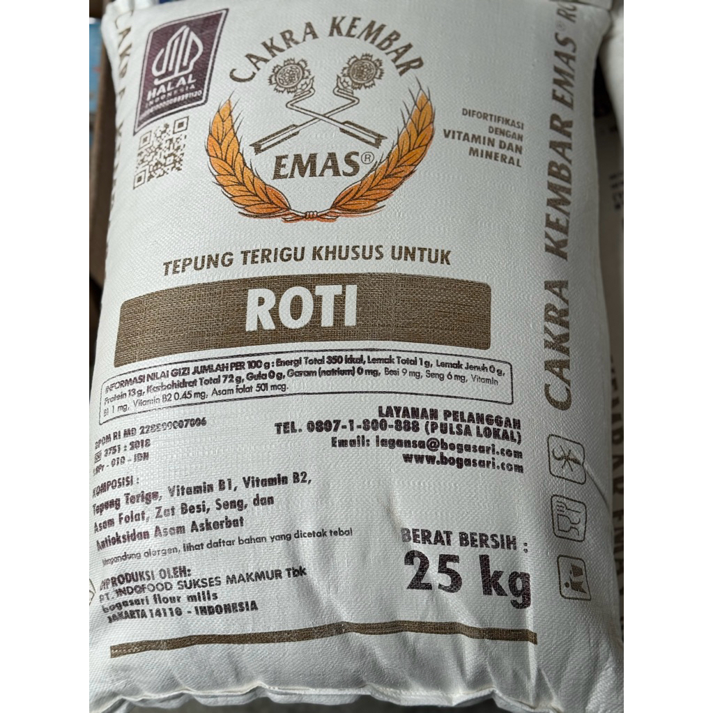 

Tepung cakra kembar emas roti 25kg