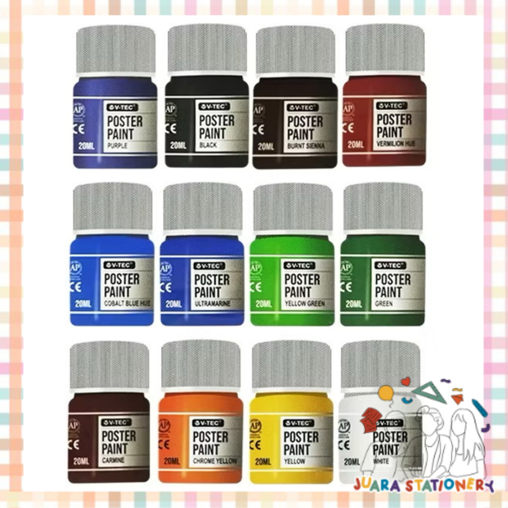 Cat Poster V-tec 20 ml SATUAN / Cat Lukis Poster Color Cat Warna Anak