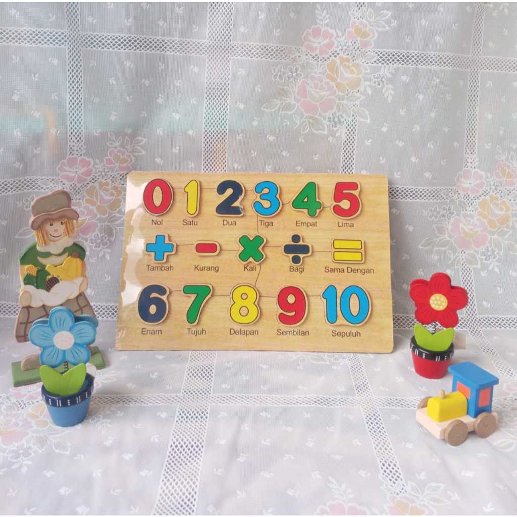 Puzzle Edukasi Anak Bahan Tebal, Puzzle Kayu Angka 1-10