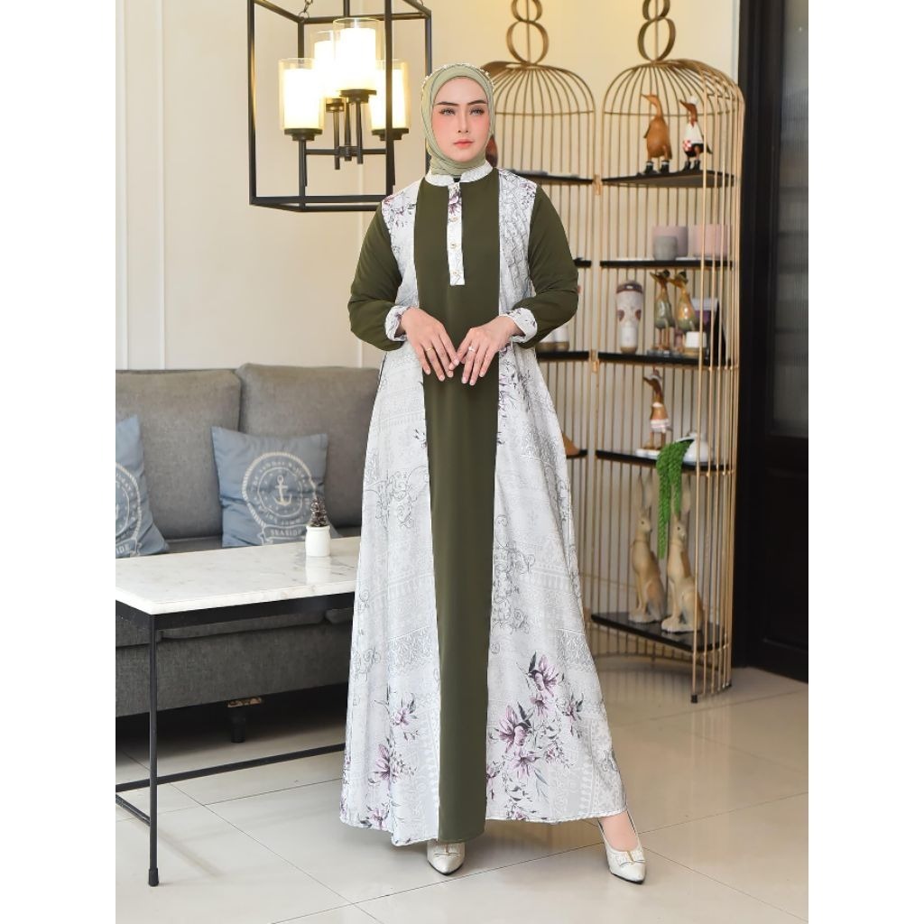 Gamis Marbela mix dobby | Gamis pesta Kondangan | Dress Muslimah Kekinian