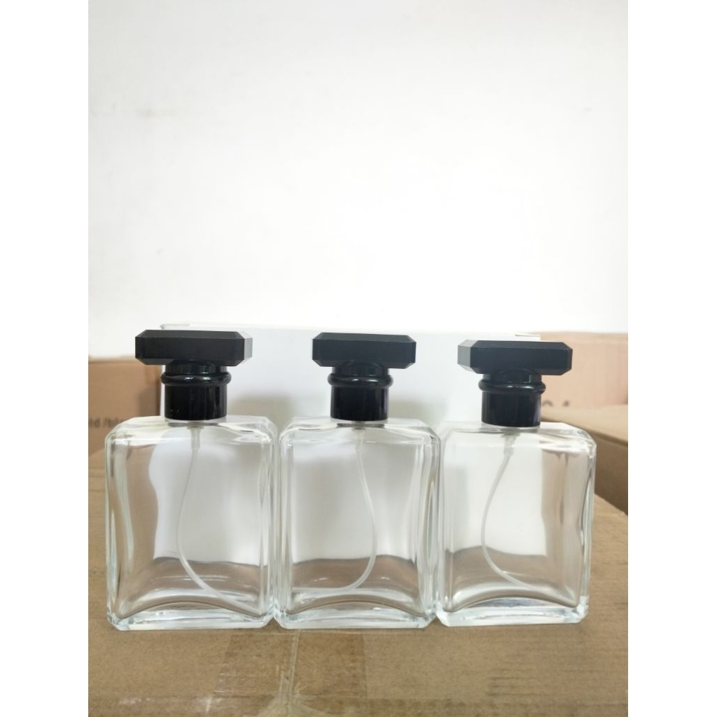 BOTOL PX 218 50ML chanel clear black cap gold pump