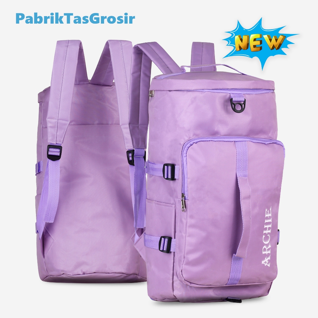 Travel Bag Ransel Wanita Archie Violet Trio Tas Travelling Pakaian Tas Duffel Travel Jumbo 25 Liter 