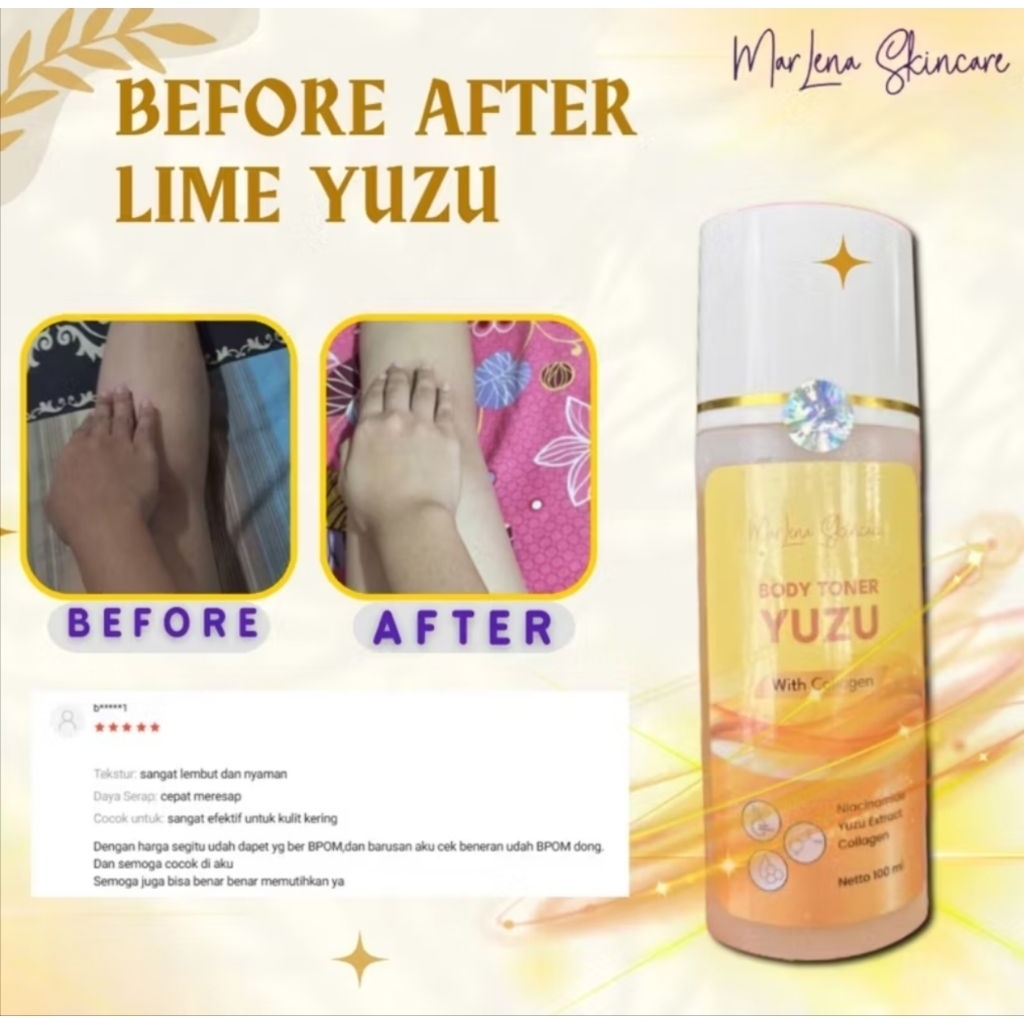 MARLENA PEMUTIH BADAN/BODY TONER YUZU Dengan niacinamide,yuzu extract + collagen 100 ml