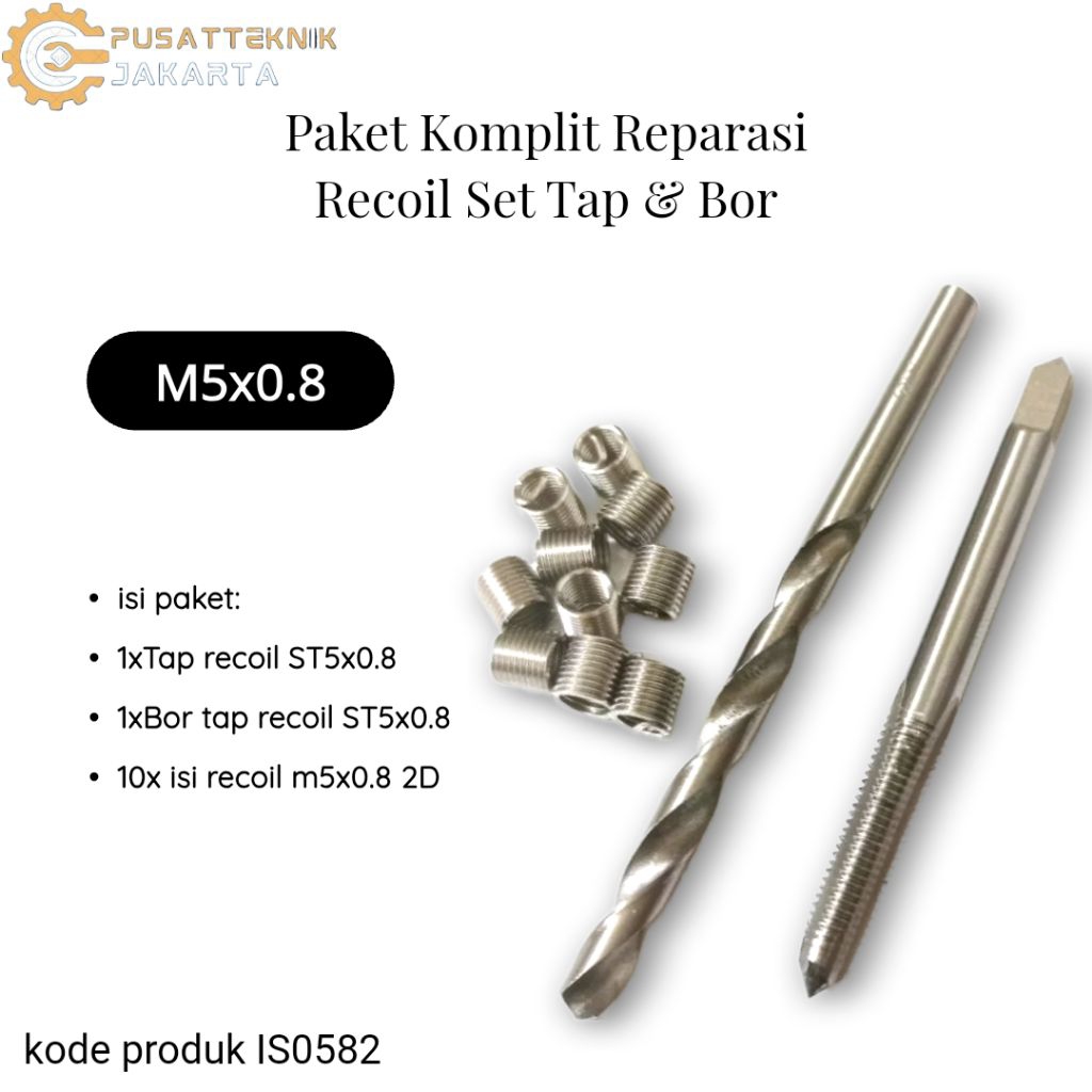 recoil set m5x0.8 2D paket recoil set baut kunci 8 komplit tap recoil bor recoil