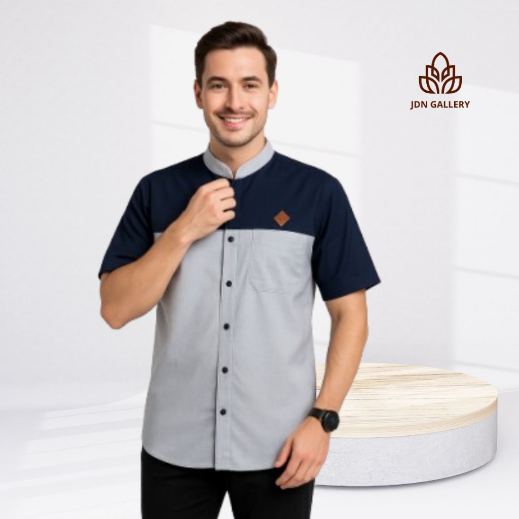 Baju Koko Pria Lengan Pendek Kemeja Koko Pria Muslim Kain Katun Kurta Dewasa