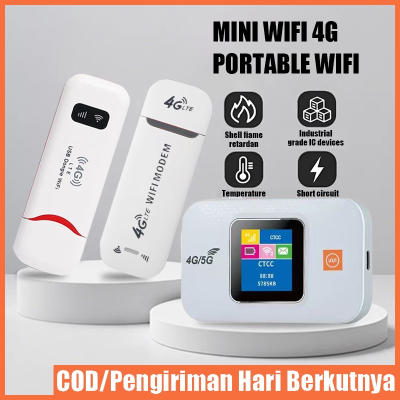 Modem USB WiFi Mini, Router Hotspot WiFi Seluler 4G LTE dengan Slot Kartu SIM,