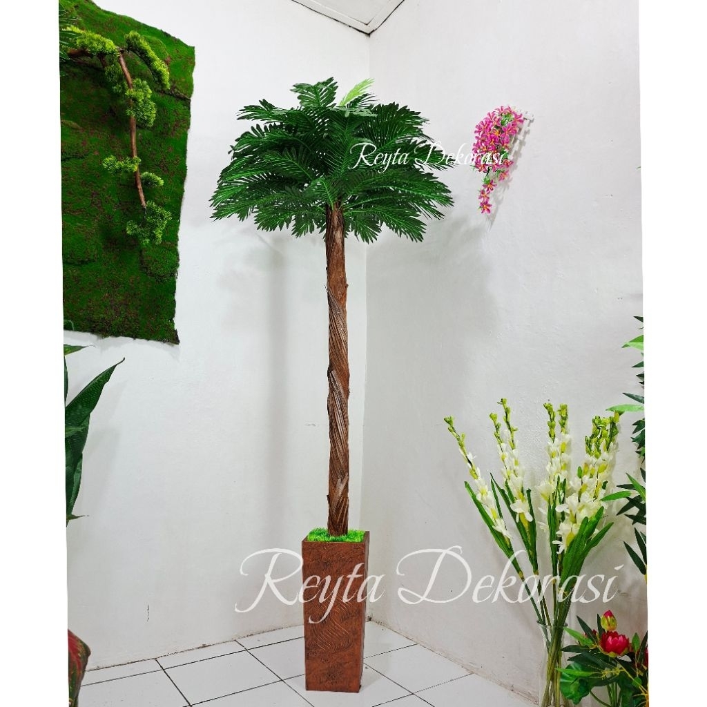 pohon kurma tinggi 2mtr pohon palem dekorasi artificial/ palem hias plastik palem tapas