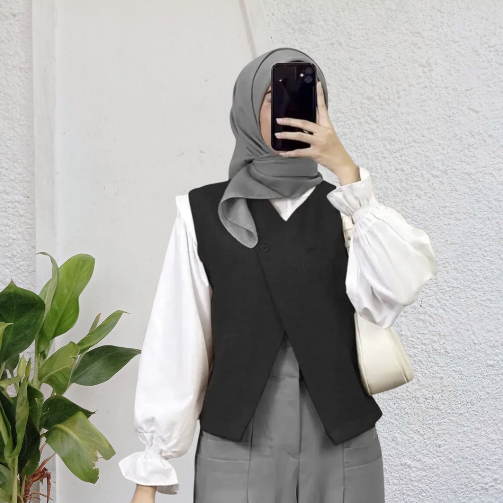 Naomi Vest - Atasan Wanita - Rompi Wanita - Vest Korean Style Trendy - Rompi Blazer - Baju Wanita