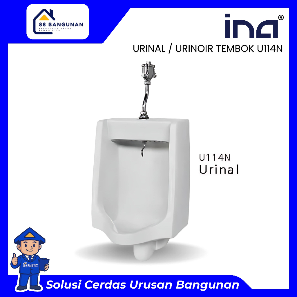 Ina [Packing Peti Kayu] Urinal / Urinoir Tembok U114N Putih