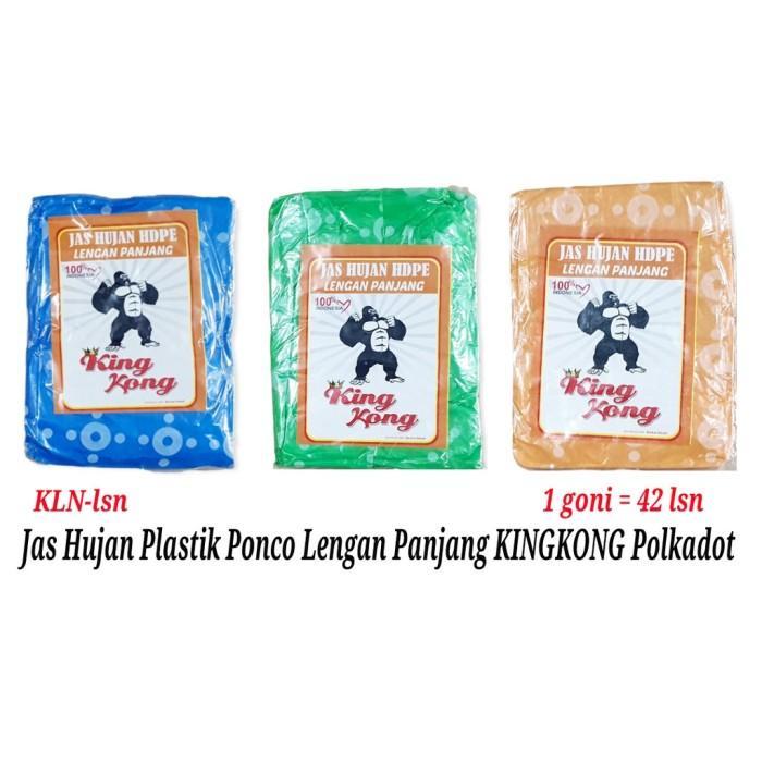 Mantel Hujan Plastik Jas Hujan Plastik Ponco HDPE Terusan Lengan Panjang Polkadot Cupang Kingkong