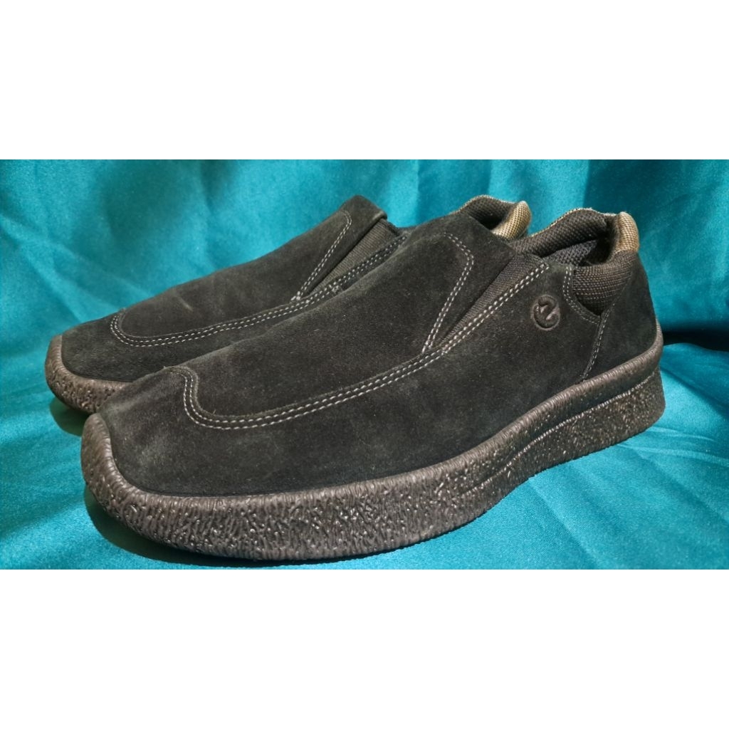 Ecco sepatu kulit pria suede size 40 insole 255 slip on like new