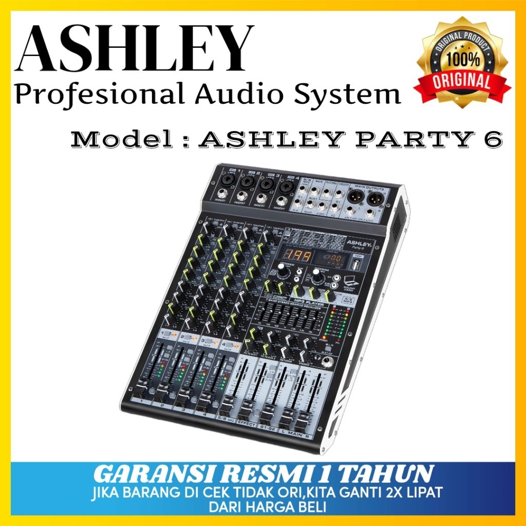 Mixer Ashley Party 6 Original Mixer Ashley 6 Channel Bluetooth