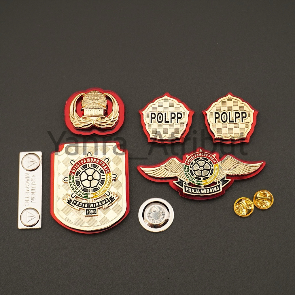 Pin Brevet Brivet Korpri / Wing Pol pp / Monogram Pol pp / Kewenangan Pol pp Paket pin Lengkap Satpo