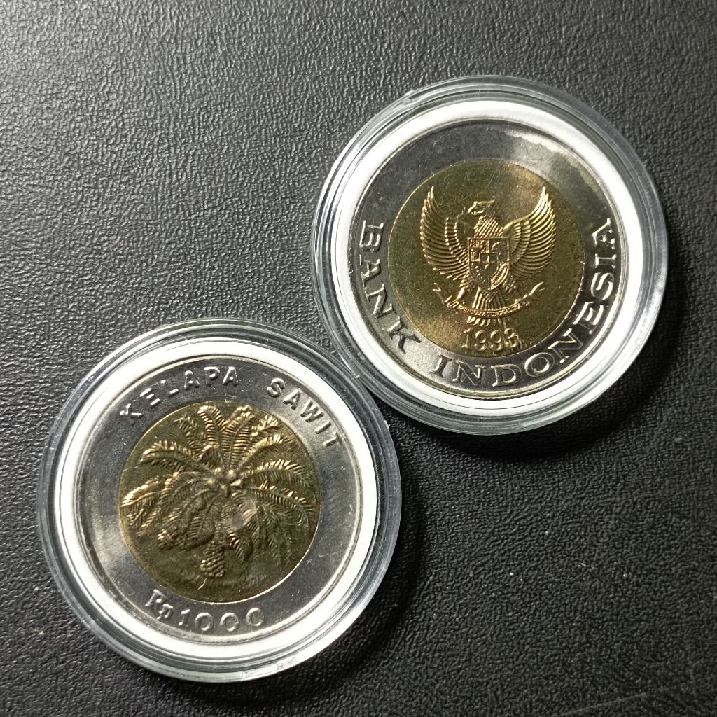 1000 rupiah kelapasawit 1993 uang koin indonesia baru gres bonus kapsul